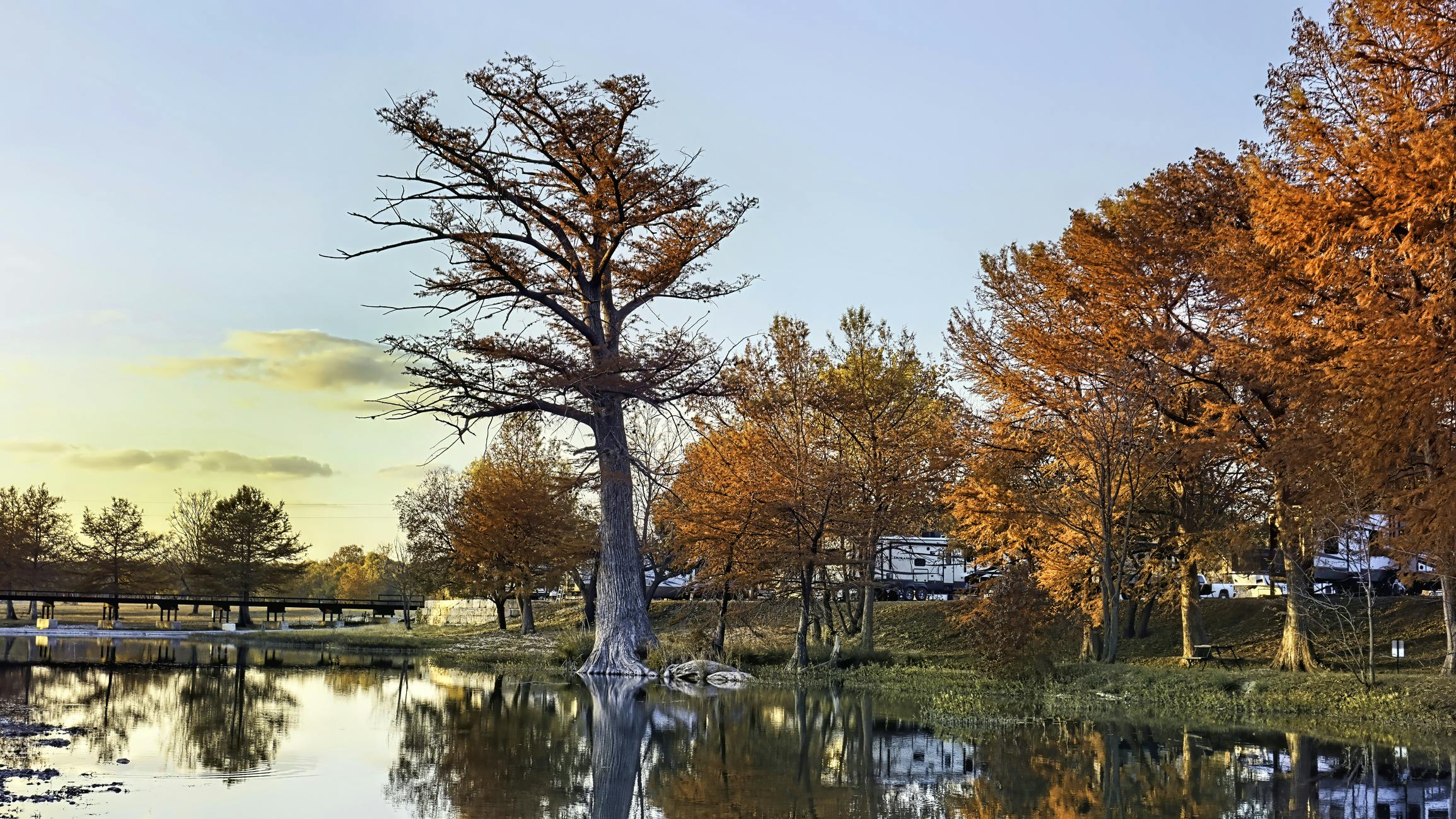 Fall season on the Guadalupe river in Kerrville,Texas