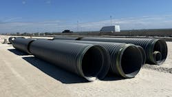 HP Storm in the staging area for the Howard Frankland Bridge stormwater drainage system. HP Storm in the staging area for the Howard Frankland Bridge stormwater drainage system.