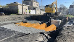 Gray infrastructure solutions, like this subsurface infiltration chamber, are also essential, especially in high-risk, built-out areas. Gray infrastructure solutions, like this subsurface infiltration chamber, are also essential, especially in high-risk, built-out areas.