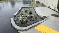 Green infrastructure employs natural systems or processes to slow, capture, and treat stormwater and infiltrate it into the ground, like this bioswale. Green infrastructure employs natural systems or processes to slow, capture, and treat stormwater and infiltrate it into the ground, like this bioswale.