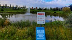 Sign at stormwater pond in Edmonton, Alberta Sign at stormwater pond in Edmonton, Alberta