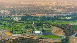 Scenic Aerial View of Forest Lawn Memorial Park in Los Angeles, California Scenic Aerial View of Forest Lawn Memorial Park in Los Angeles, California