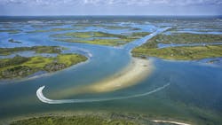 Aerial of wetlands at Cumberland Island National Seashore, Georgia Aerial of wetlands at Cumberland Island National Seashore, Georgia