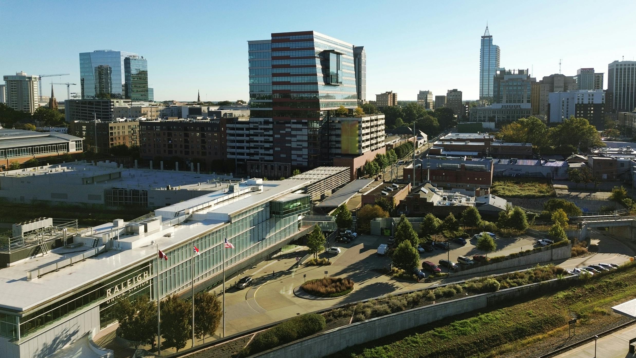 Union Station train and bus depot in downtown Raleigh , North Carolina
