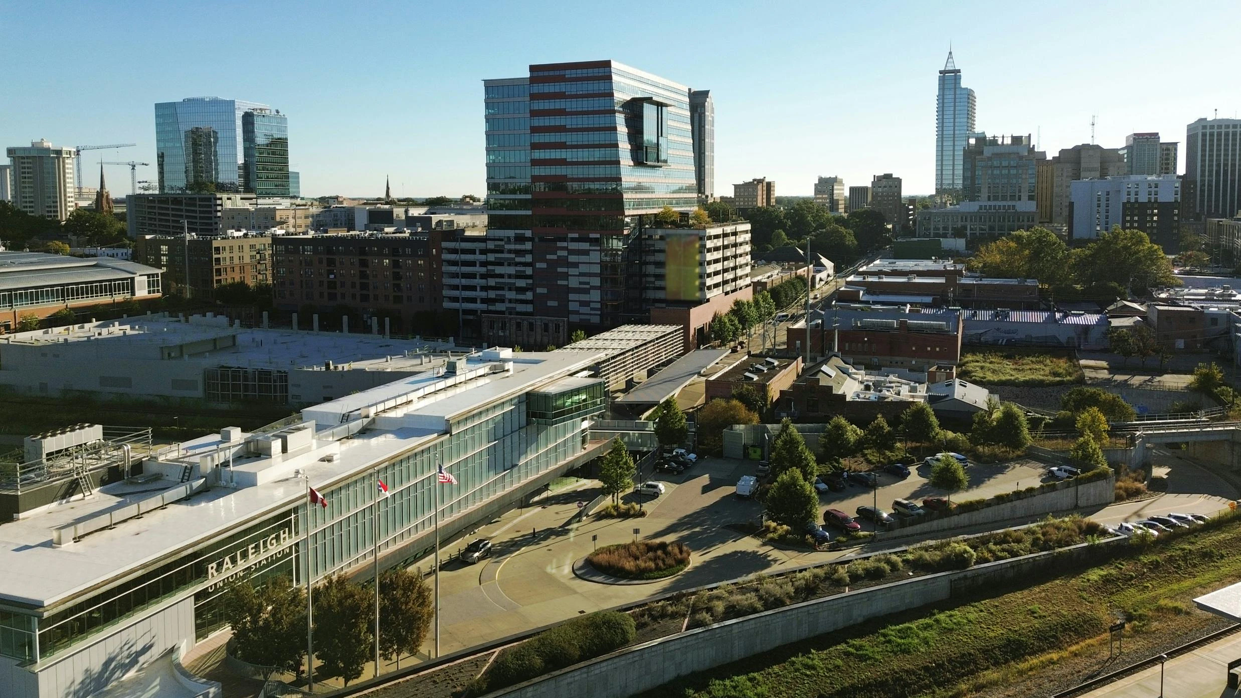 Union Station train and bus depot in downtown Raleigh , North Carolina