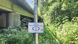 Stormwater management sign under bridge in North Carolina town Stormwater management sign under bridge in North Carolina town