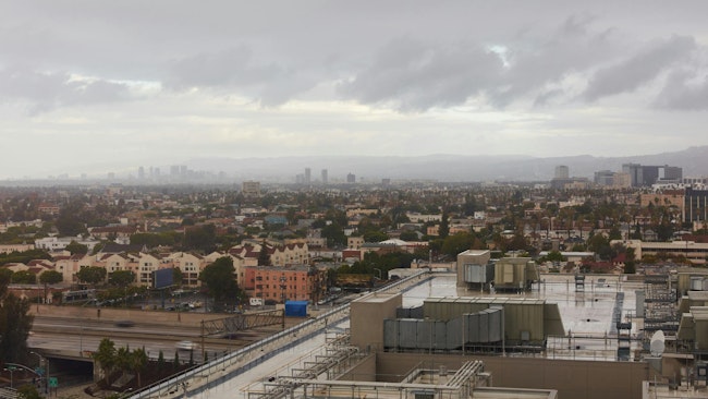 Rainy day over Los Angeles skyline
