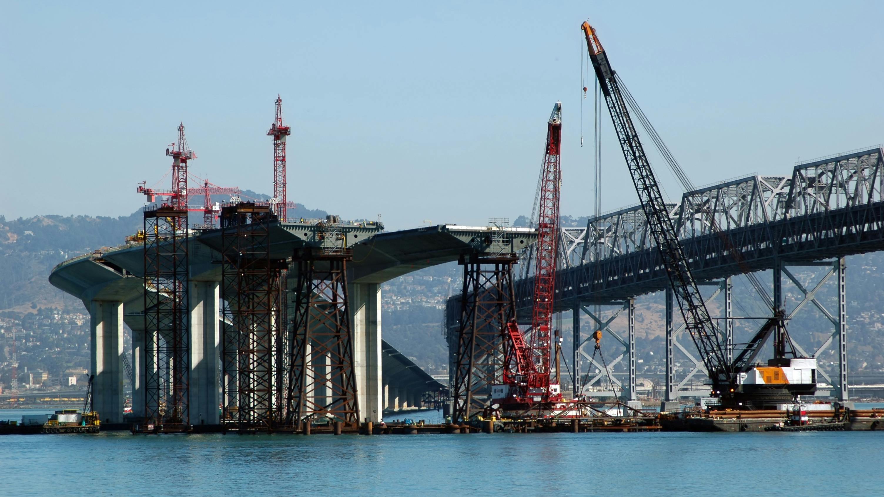 Construction of the new Bay Bridge near San Francisco, California