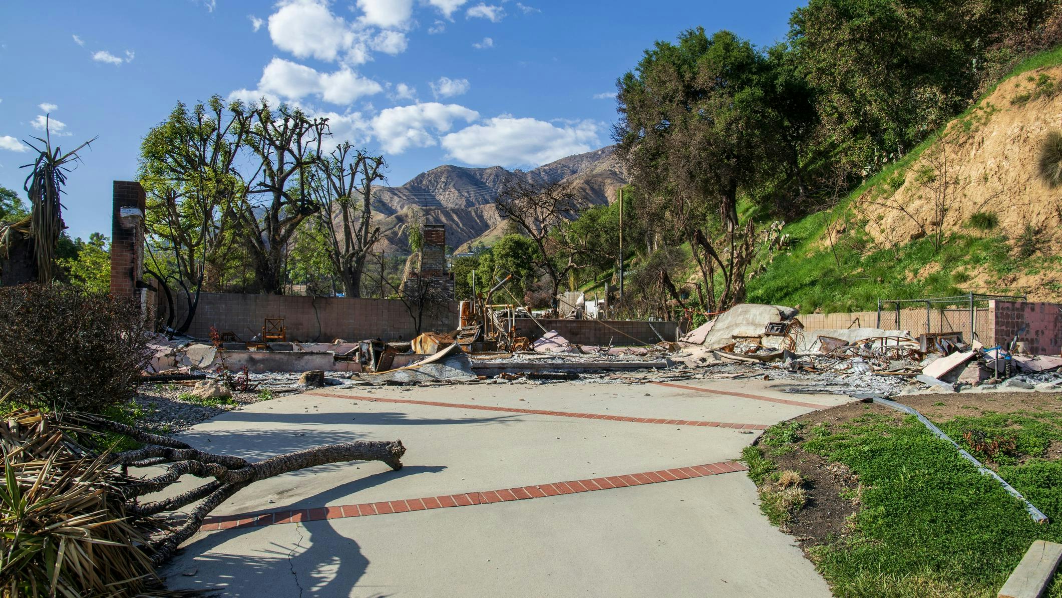 Homes destroyed in the Altadena wildfires on Loma Alta Drive in Altadena California