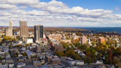 Aerial View Downtown City Skyline New Rochelle New York Aerial View Downtown City Skyline New Rochelle New York