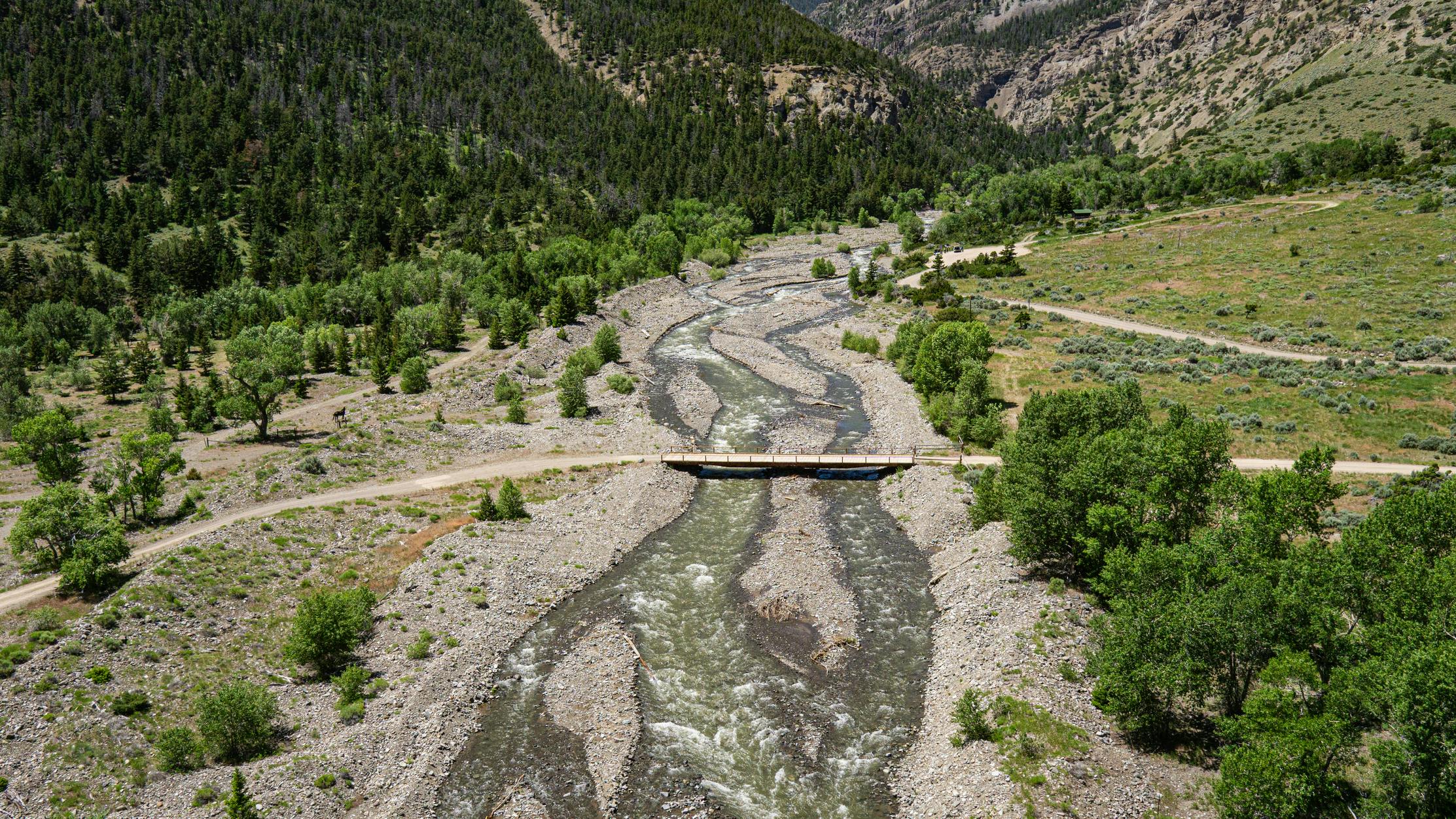 Valley Bridge over Wyoming Mountain Stream near Cody