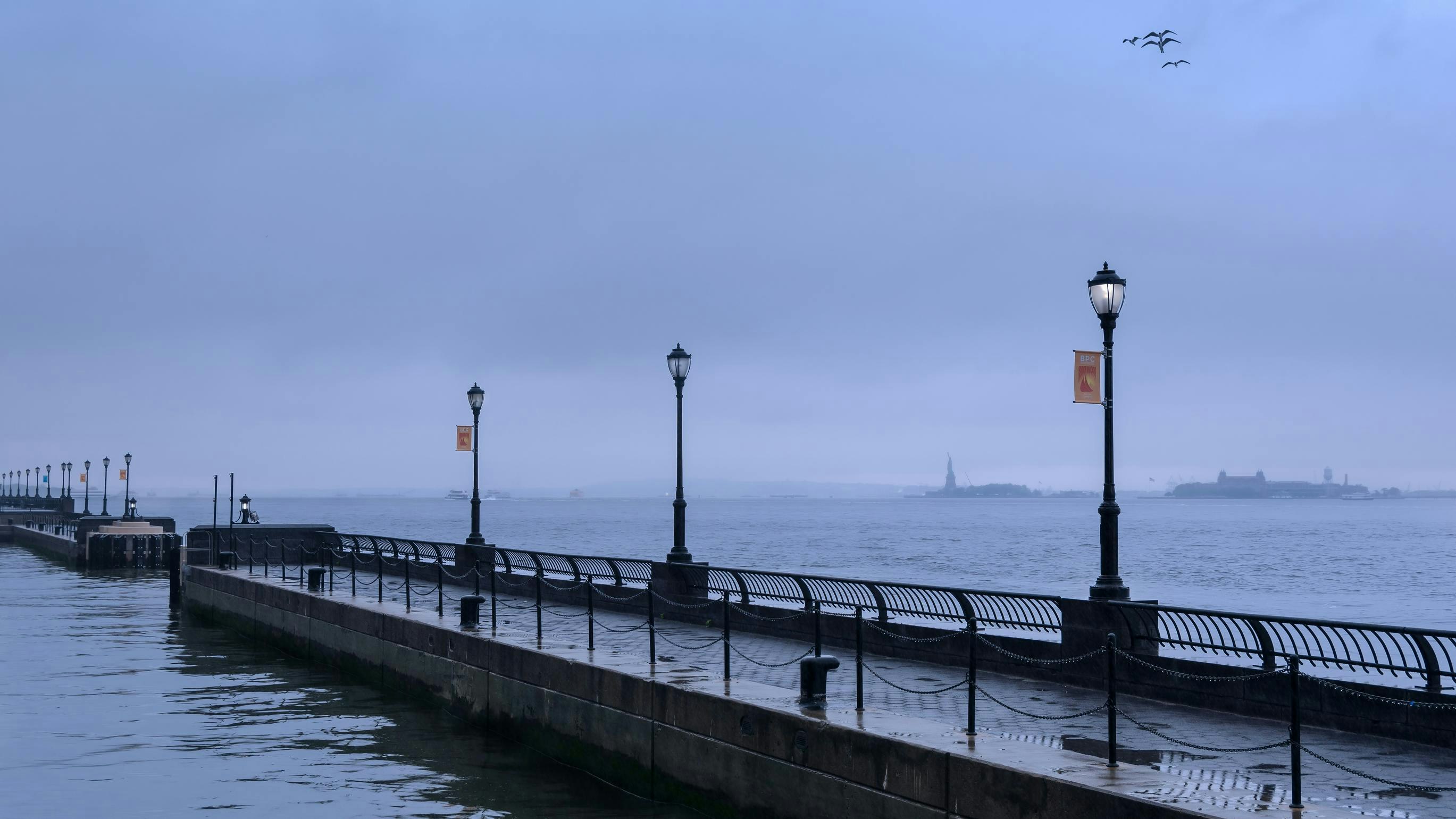 The quays of Battery Park Harbor