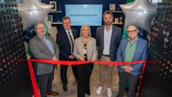 Lord Mayor of Belfast Councillor Tracy Kelly and Kieran Donoghue CEO Invest NI (second) with Stevie Gallagher CTO, Brian Moloney CEO & Jonathan Lavercombe COO from StormHarvester (Photo credit: StormHarvester). Lord Mayor of Belfast Councillor Tracy Kelly and Kieran Donoghue CEO Invest NI (second) with Stevie Gallagher CTO, Brian Moloney CEO & Jonathan Lavercombe COO from StormHarvester (Photo credit: StormHarvester).