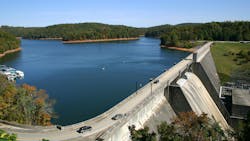Norris Dam, a hydroelectric dam located in East Tennessee. Norris Dam, a hydroelectric dam located in East Tennessee.