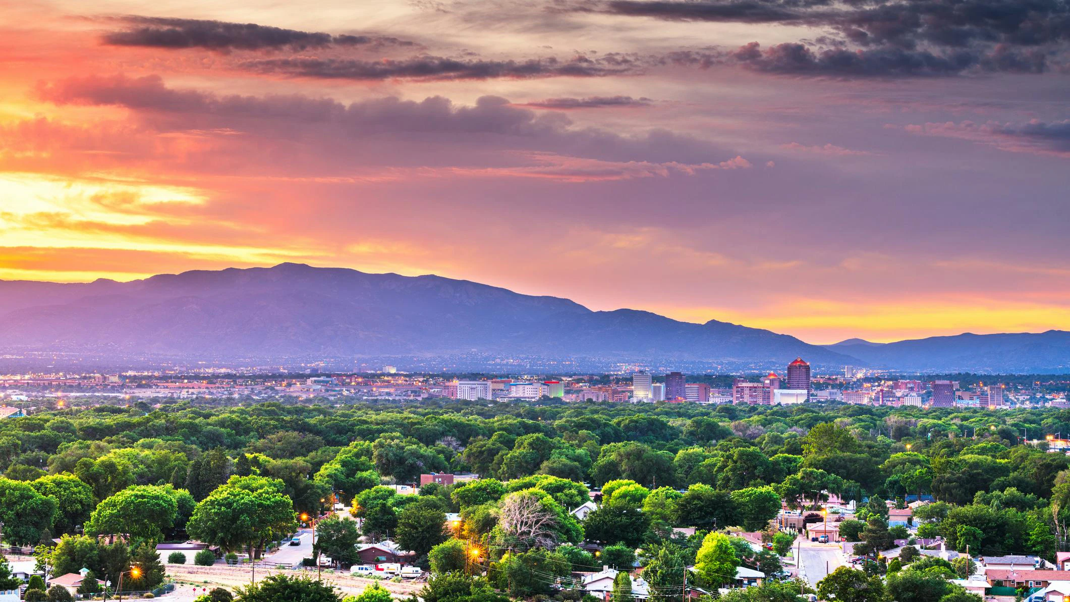 Albuquerque, New Mexico, USA downtown cityscape at twilight
