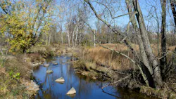 Stream, floodplain, dam removal and wetland restoration along a stream Stream, floodplain, dam removal and wetland restoration along a stream