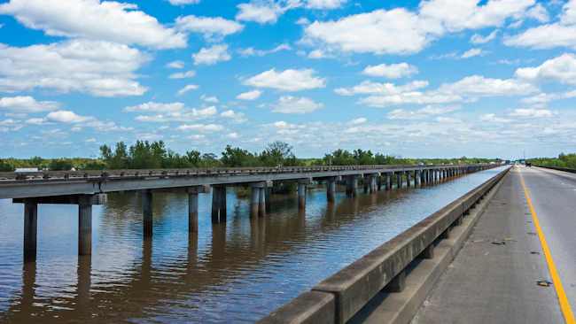 Freeway bridge over atchafalaya river basin in louisiana