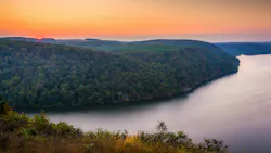 Susquehanna River at sunset, from the Pinnacle in Southern Lancaster County, Pennsylvania