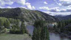 Aerial View of Blackfoot River Valley In Montana