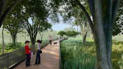 The Walnut Street team designed an ADA-compliant boardwalk to maintain continuous access regardless of hydrologic conditions to provide a reliable connection between neighborhoods, schools, senior facilities, and recreational areas without obstructing flow.