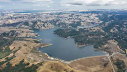 Aerial of Briones Reservoir in East Bay, Northern California